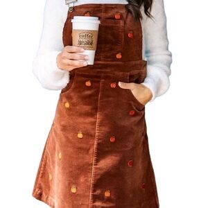 Kiel James Patrick corduroy pumpkin overall dress